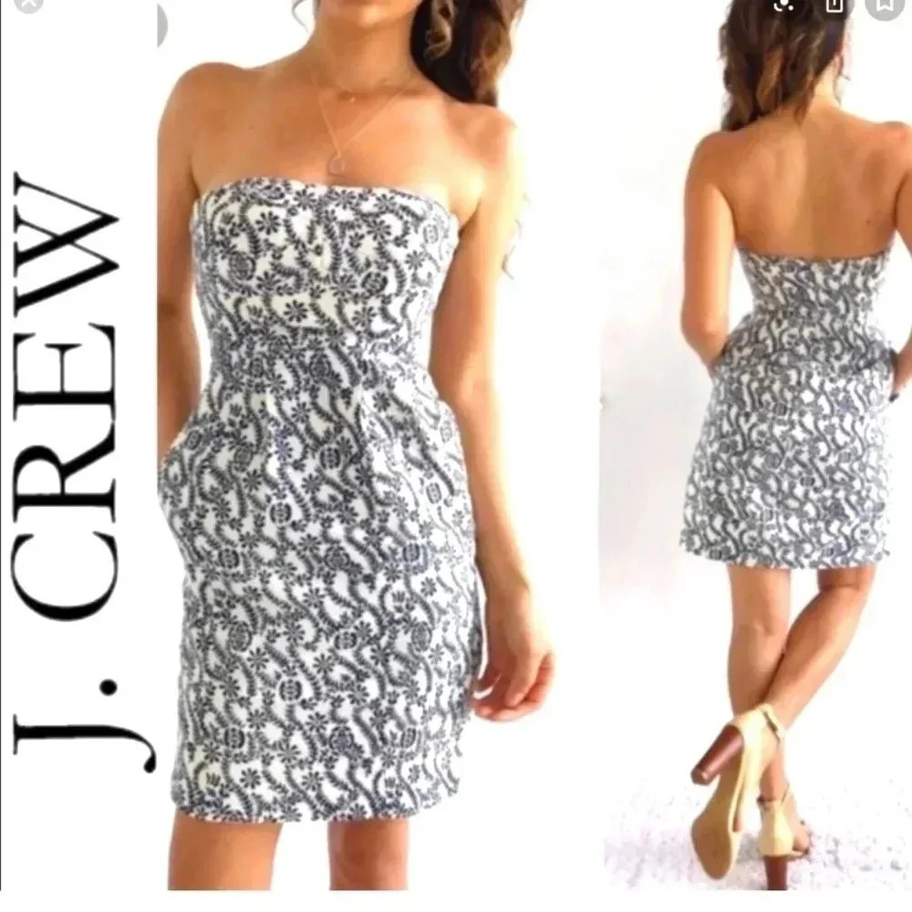J.CREW Ella Dress in Rambling Rose Strapless Dress